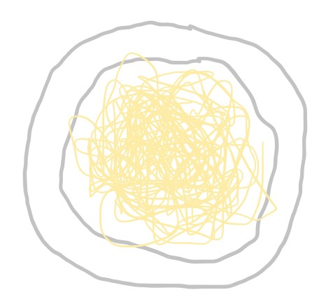 narysowany makaron spaghetti na talerzu